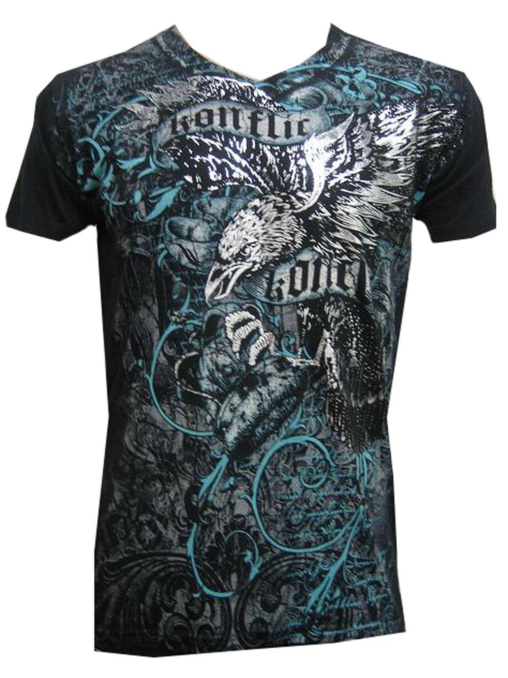 Konflic Clothing - Konflic NWT Men's Crow Designer MMA Muscle V-Neck T ...