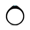 thumbnail image 3 of Women Princess Cut Sea Blue Cubic Zirconia Stainless Steel Black Engagement Ring Size 7, 3 of 5