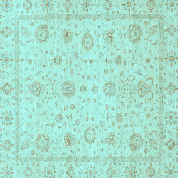 Ahgly Company Indoor Square Oriental Light Blue Traditional Area Rugs, 6' Square