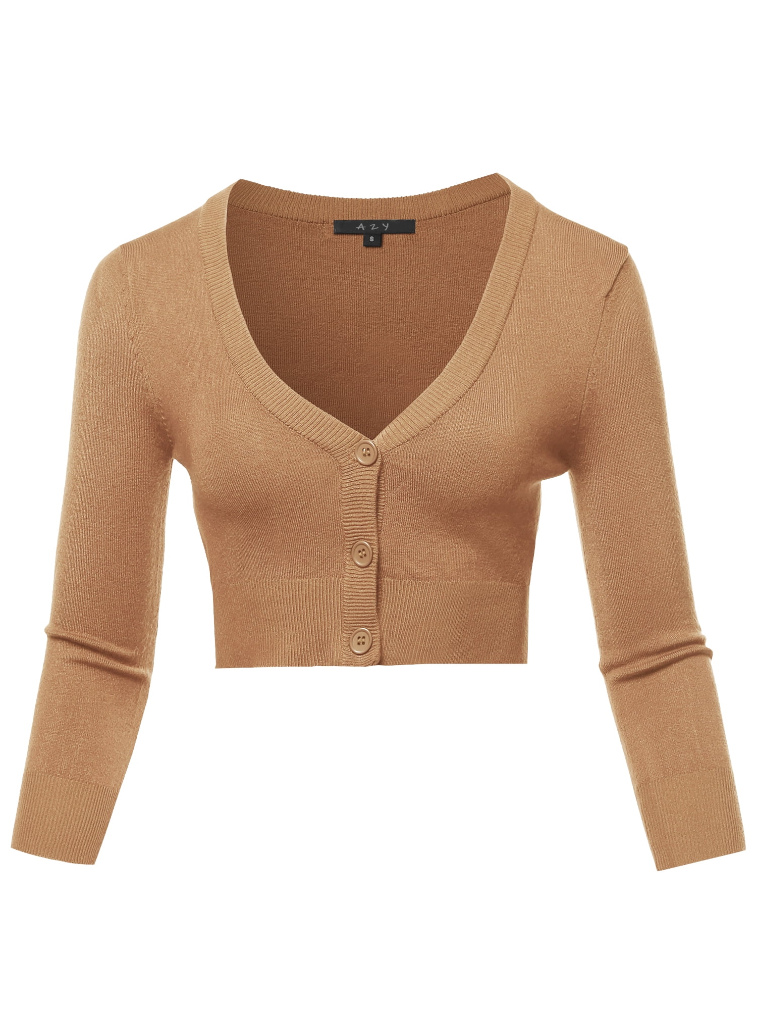 V-Neck Cardigan Sweater Camel 