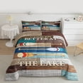 thumbnail image 2 of jejeloiu Welcome Lake House Queen Comforter Set,Multicolor Vintage Wooden Bedding Comforter Set For Men Women Reversible 3 Pieces, 2 of 8