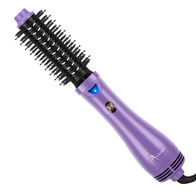 Cepillo de aire caliente, secador y voluminizador de un solo paso Aima Beauty Salon, cepillo secador de pelo 4 en 1, herramientas de peinado, morado-redondo