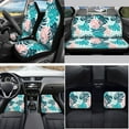 thumbnail image 2 of Yuyamidu Palm Leaves Car Seat Cover Set with Floor Mats Steering Wheel Cover Seat Belt Strap Pads Coasters Handbrake Cover Set, 15 Pack, 2 of 6