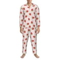 thumbnail image 3 of Salouo Strawberry Print Button-Front Long Sleeve Pajama Set for Men, Soft 2Pjs Men's Long Sleeve Sleepwear-Medium, 3 of 7