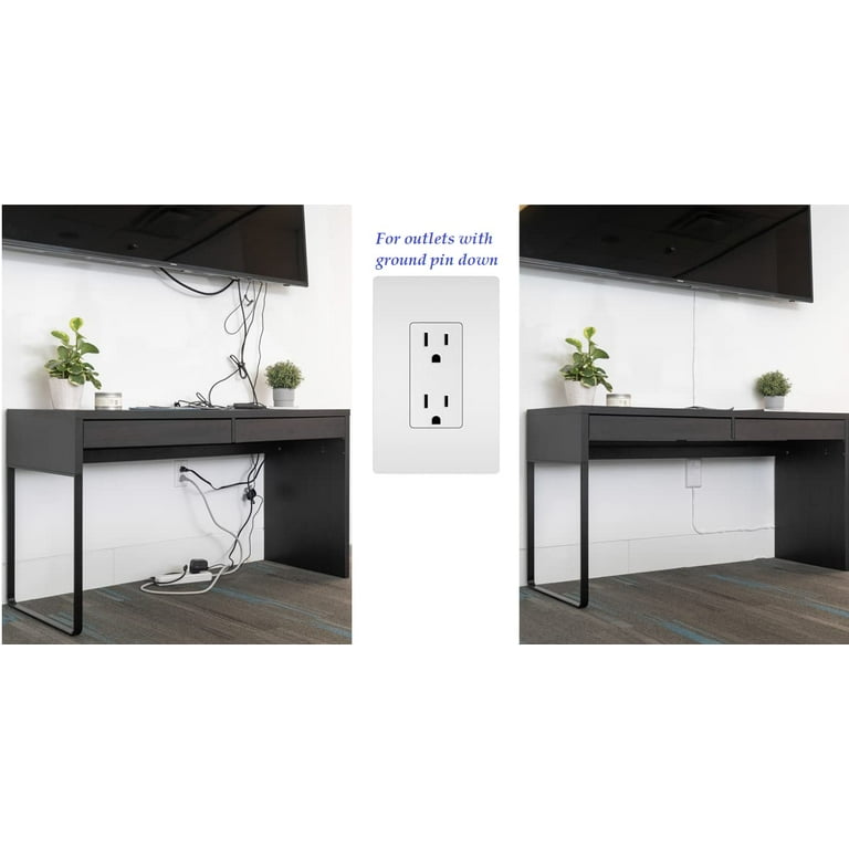 Sleek Socket 6-S-OVSZ-W Ultra-Thin Electrical Outlet Cover Wall Plate with  Surge Protector 6 Outlet Power Strip and Cord Management Kit, 6-Foot,  Universal Size 