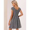 thumbnail image 3 of DARING DIVA Women's Tweed Cap Sleeve A Line Vintage Pleated Dresses M Black Pink, 3 of 6
