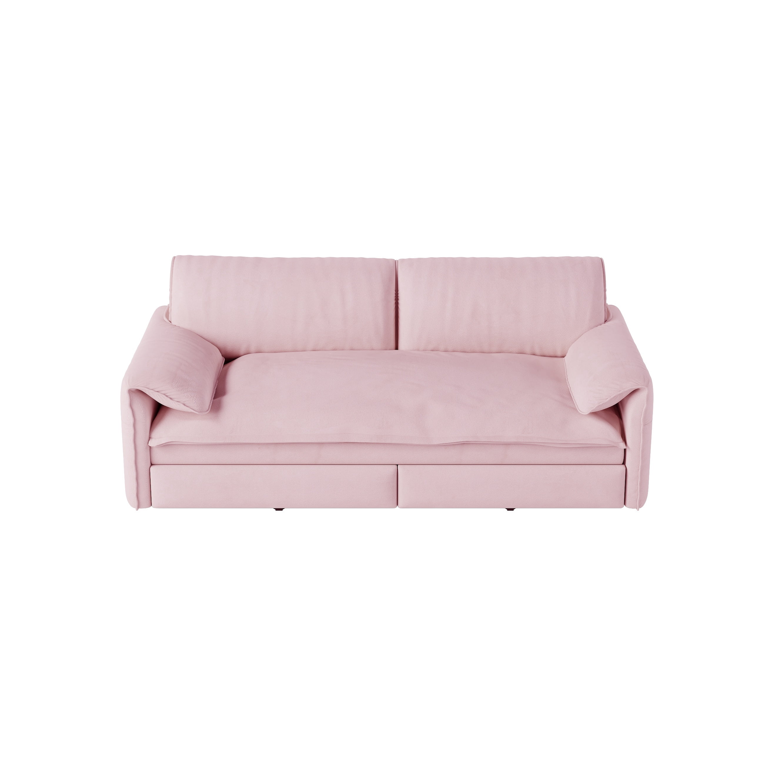 3-in-1 Queen Pull Out Sofa Bed, 66" Velvet Convertible Sleeper Couch with Deep Seat & Storage Pocket, Modern Folding Futon Sofa Bed, Pink