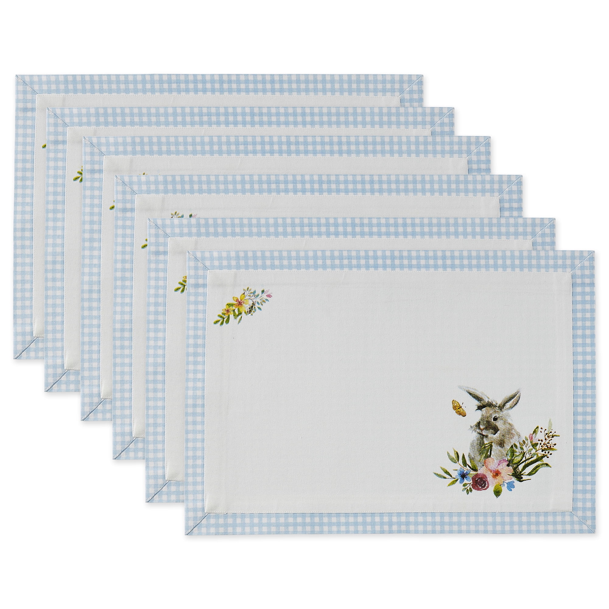 White and Blue Decorative Placemats, 19", Set of 6