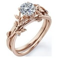 thumbnail image 3 of JeenMata Half Carat Round Real Diamond Bridal Set - Leaf and Vine Diamond Wedding Ring Set - 10k Rose Gold, 3 of 8