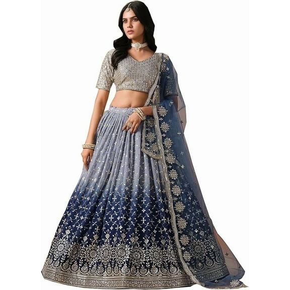 Indian Heavy Look Sangeet Party Wear Style Stitched Marvelous Lehenga Choli for Woman's ( Brown, XXS - 34 )