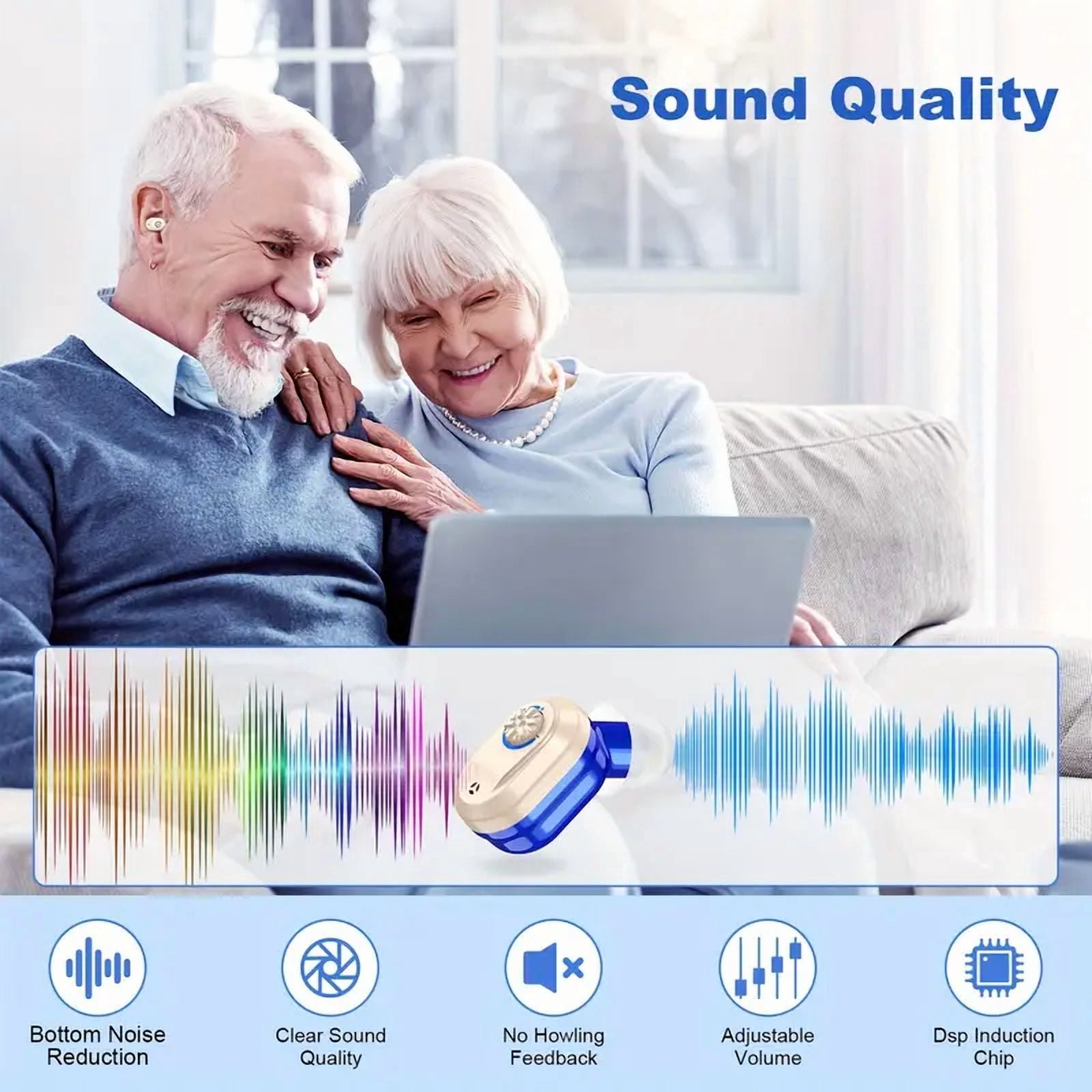 SUWU Rechargeable Hearing Aids for Seniors - Invisible, Comfort-Fit with Noise Reduction & Adjustable Volume, USB Charging Case Included