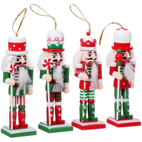 LEDMOMO Nutcracker Pendant Traditional Design Nutcracker Pendant Wood 4Pcs