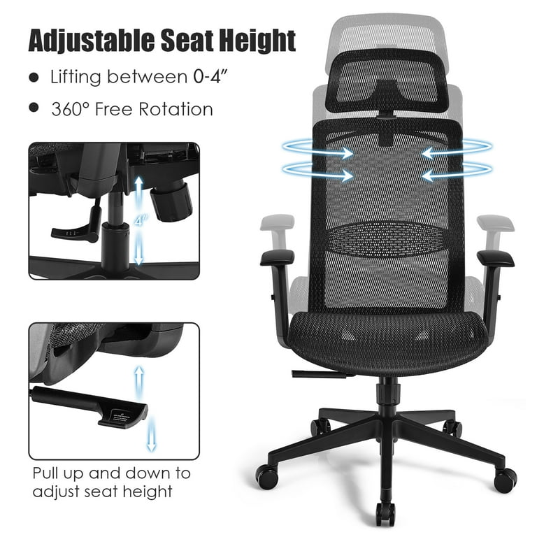 High Back Mesh Executive Chair with Adjustable Lumbar Support - Black