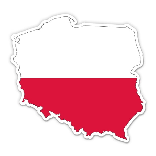 Poland Flag Polish Polska Country Shape - 3" Vinyl Sticker - For Car Laptop Water Bottle Phone - Waterproof Decal