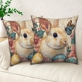 thumbnail image 2 of Happy Easter Throw Pillow Covers 18x18 Set of 2,Cute Bunny Eggs Flowers Pillowcases for Sofa Couch Living Room, 2 of 6