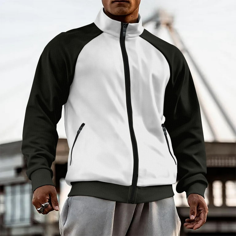 SHTXOZHI Jackets for Men Zip Up Stand Collar Fashion Coats Fall