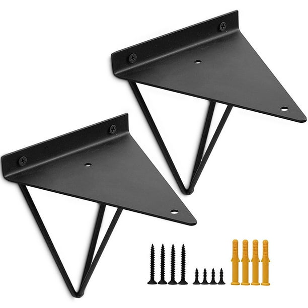Soporte de pared en forma de L de 2 piezas Soporte de esquina para el hogar Estante decorativo Soporte de almacenamiento de cocina de oficina Estante, Negro Noticed HA007897-01B