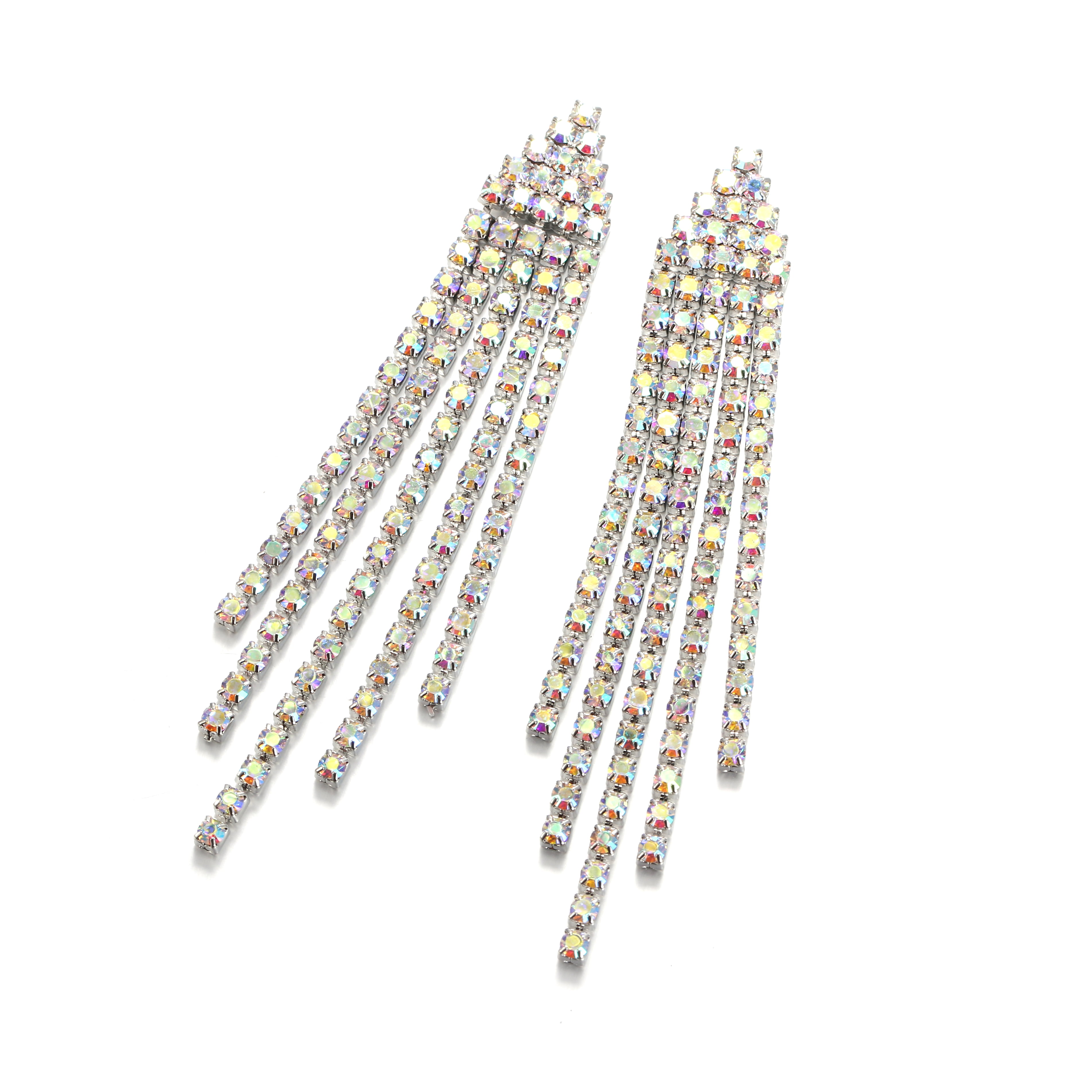 Gold Dangle Earrings For Women - Rhinestone Crystal Tassel Long Earrings For Party, Prom & Wedding 3 thumbnail image