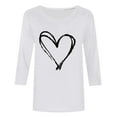 thumbnail image 4 of Women's 3/4 Length Sleeve Shirts Valentine's Day Crew Neck Tunics Cute Heart Print Tees Lightweight Fashion Tunic Tops Casual Trendy T-Shirt Lover Gift Holiday Outfits for Women, 4 of 5