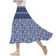 thumbnail image 2 of Black Dresses for Women Viikei Summer Chiffon Skirt with Side Slit,Women's Casual Flowers Printed A-line Elastic Waist Skirt Blue M, 2 of 6