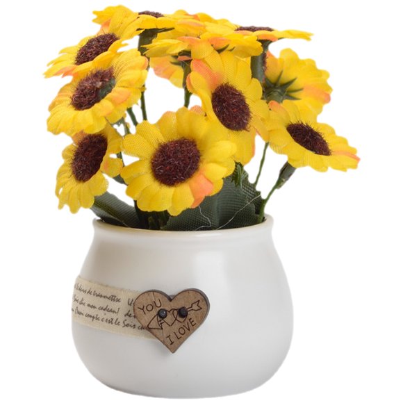 WORGEOUS Simulación de girasol planta ornamento planta falsa maceta elegante bonsai decoración