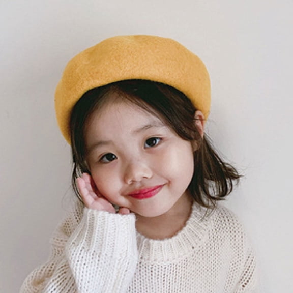 Raindrops Yellow Baby Girl Beret Hat, Washable and Breathable Headwear for Spring and Autumn, Soft Toddler Cap