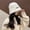 E-411 White Rabbit Hair Metal Label Fisherman Hat, variant on SikaFu Korean Rabbit Hair Hat, Versatile For Women In Autumn And Winter, Plush Fisherman Hat, Revealing Face, Small Bucket Hat, Korean Version Of Warm And Cold Basin Hat