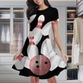 thumbnail image 2 of Ten-Pin Bowling Strike Graphic Women's Classic Swing Skater Dress Casual Work Party Cocktail Dresses, 2 of 6