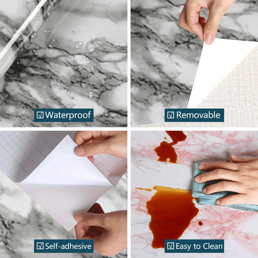 15.7''x118'' Marble Contact Paper Peel and Stick Countertops for Kitchen Countertop Contact Paper Waterproof