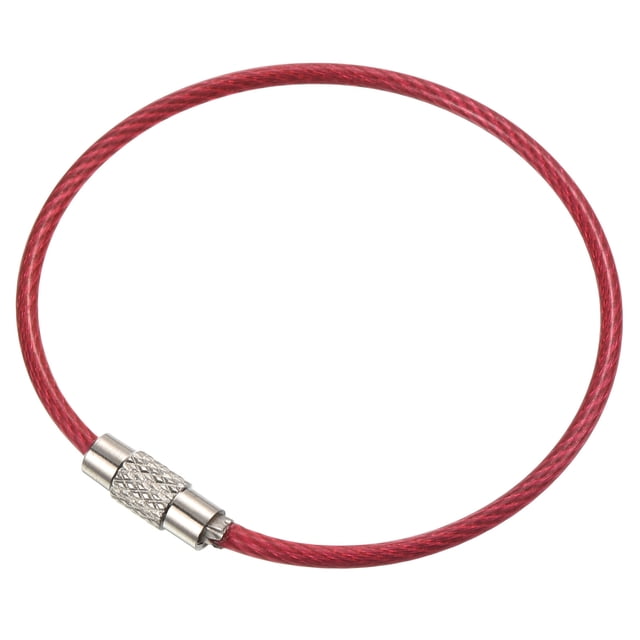 Uxcell 6" Cable de llavero de alambre 5 paquetes anillo de llaves de acero inoxidable color rojo rosa