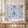 thumbnail image 5 of Dense Blue Hydrangea on Cream Background, Nostalgic Vintage for Art Lovers, Chinoiserie Toile Decor, Housewarming Gift, Tapestry Wall Hanging for Living Room and Dining Room, 5 of 7