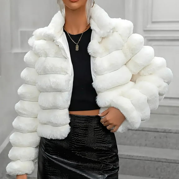 Valueadd Clothing Women's Winter Coat Artificial Fur Coat Short Women Socialite Light Wind winter coats for women White S