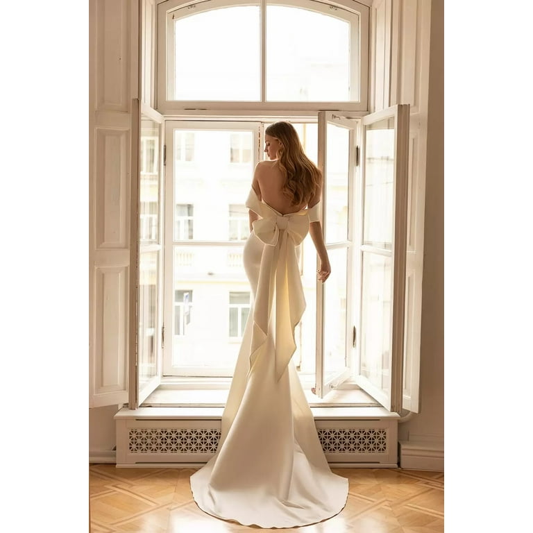 Modern Off The Shoulder Sheath/Mermaid Wedding Dresses Back Big Bow Long Train Custom Made 2025 Rode De Morrie - Walmart.com Modern Off The Shoulder Sheath/Mermaid Wedding Dresses Back Big Bow Long Train Custom Made 2025 Rode De Morrie - Walmart.com