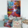 thumbnail image 2 of Designart 'Red Autumn Landscape With Little Road' Traditional Framed Canvas Wall Art Print, 2 of 5