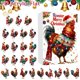 thumbnail image 2 of Adorno de calendario de Adviento: adorno de gallo con gorro y bufanda de Papá Noel 24 adornos de gallo en 2D, 2 of 8