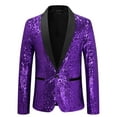 thumbnail image 5 of Unique Bargains Men's Sequin Sport Coats Shawl Lapel One Button Wedding Shiny Blazer XL Purple, 5 of 6