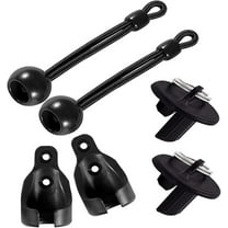 6PCS Sun Shade Sail Hardware Kit with 2 Spring Bungee Cord Hooks, 4 Windproof Base Plates & Balls for Outdoor Patio, Garden, Pergola & Roller Blinds