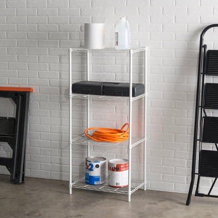 Home Basics 4 Tier Steel Wire Shelf, White