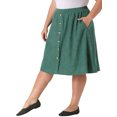 thumbnail image 4 of Agnes Orinda Plus Size Corduroy Midi Skirts for Women Elastic High Waist Button Front A-Line Skirt with Pockets 3X Green, 4 of 6