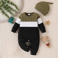 thumbnail image 2 of larppty Newborn Baby Boy Clothes Fall Winter Cute Infant Outfits Long Sleeve Romper Hat Bodysuit Jumpsuits, 2 of 7