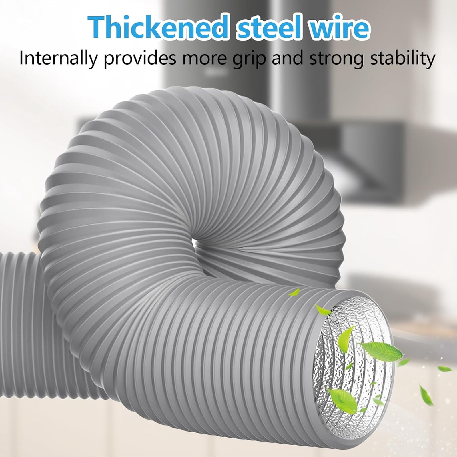Dryer Vent Hose Air Duct Flexible Adjustable PVC Heavy Duty Air Duct with 2 Screw Clamps for HVAC Ventilation