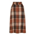 thumbnail image 4 of Womens Wool Blend Plaid Skirts Elastic High Waist A-Line Pleated Skirts Casual Loose Tartan Long Skirt with Pockets, 4 of 6