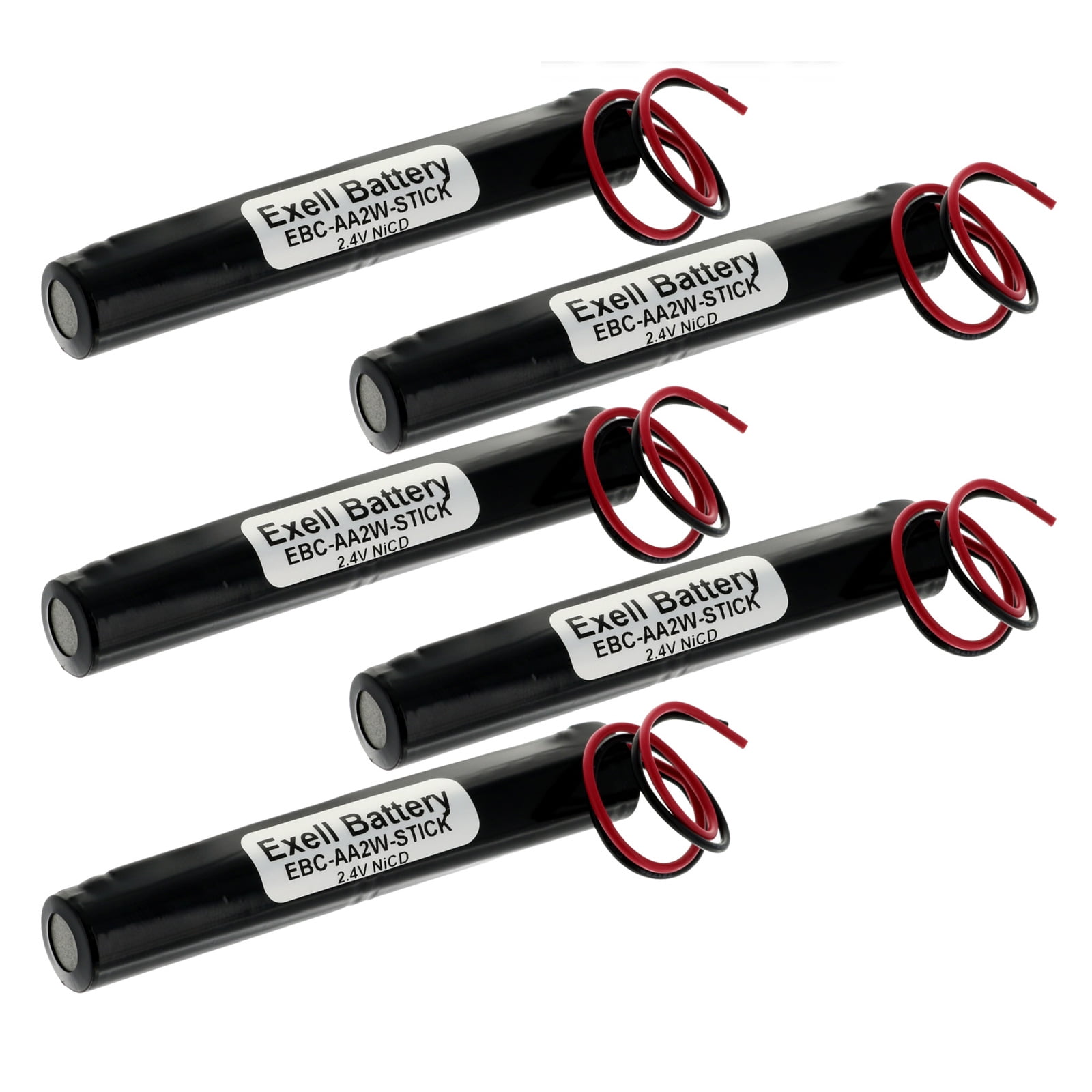 5pc Exell 2.4V 1000mAh NiCd Custom Battery Pack w/ Wire Leads