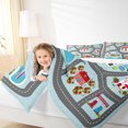 thumbnail image 6 of Manfei Kids School Full Size Comforter Sets, Cartoon Street Lines Bedding Comforter Set, Rustic Lake House Reversible Bedding Sets, Breathable Home Decor, 3-Piece, 6 of 9