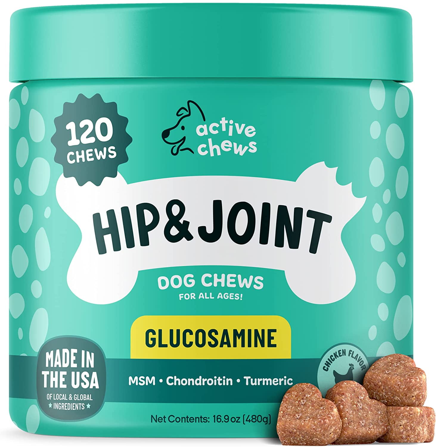 Active Chews Glucosamine for Dogs Soft Chews - Hip and Joint Supplement