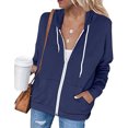 thumbnail image 3 of Sudadera casual de manga larga con cremallera y capucha para mujer, chaqueta con capucha de color sólido con bolsillos, 3 of 6