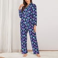 thumbnail image 2 of Honeii starry sky Skull flower print Women's Pajama Sets Long Sleeve Button Down Sleepwear Nightwear Soft Pjs Lounge Sets-X-Large, 2 of 7