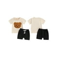 thumbnail image 2 of vera natura Baby Shorts Set Short Sleeve Bear Embroidery T-Shirt and Shorts Toddler 2 Piece Outfits, 2 of 9