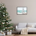 thumbnail image 2 of Snowy Christmas Tree Beach Shore Holiday Painting Black Framed Art Print Wall Art, 2 of 8