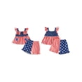 thumbnail image 2 of Loicainy Baby Toddler Girl 4th of July Clothes 6 12 18 24 Months 2T 3T 4T Star Stripe Print Flutter Sleeve Tank Tops and Ruffle Hem Shorts Summer Outfits Set, 2 of 9